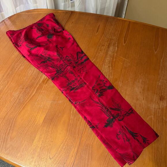 Karen Kane Pants Red Lined Sz 4 100% Silk Cigarette Pants - Picture 3 of 9